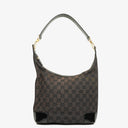 Gucci Monogram Canvas And Patent Leather Hobo Shoulder Bag