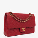 Chanel Vintage Classic Double Flap Bag in Quilted Red Lambskin with 24K Gold-Plated Hardware