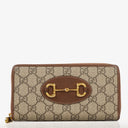 Gucci Horsebit 1955 GG Supreme Monogram Azalea Calfskin Zip Around Wallet