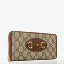 Gucci Horsebit 1955 GG Supreme Monogram Azalea Calfskin Zip Around Wallet