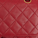 Chanel Vintage Classic Double Flap Bag in Quilted Red Lambskin with 24K Gold-Plated Hardware