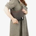 Gucci Monogram Canvas And Patent Leather Hobo Shoulder Bag
