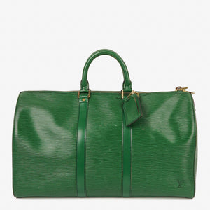 Louis Vuitton Keepall 45 Green EPI Leather Travel Bag