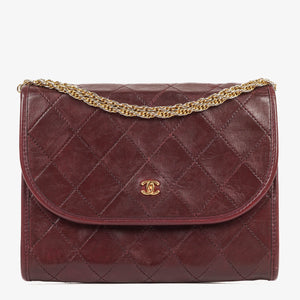 Chanel Mini Flap Bag Burgundy Quilted Lambskin With 24K Gold-Plated Hardware