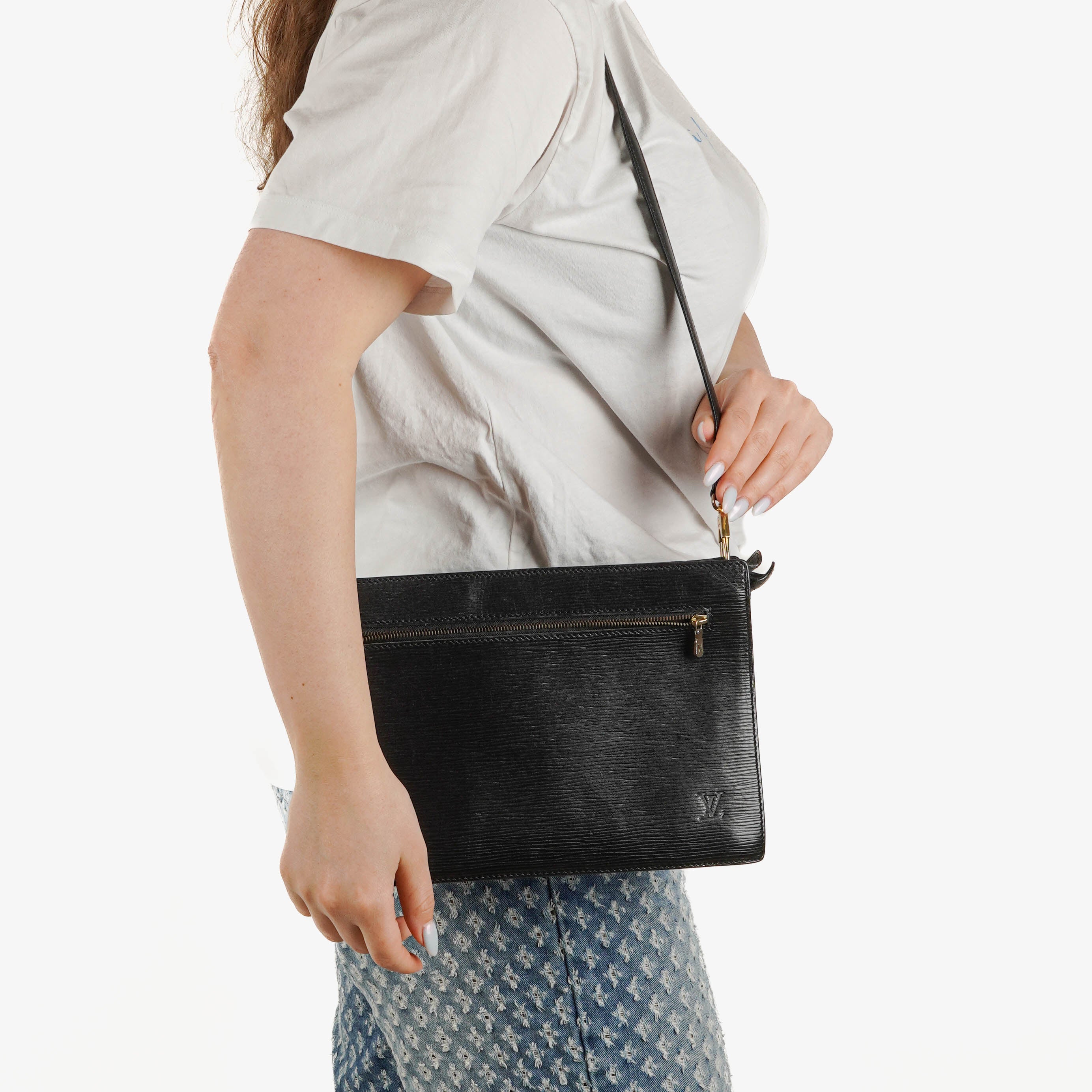 Louis Vuitton Monogramm Enghien Schwarze EPI Leder Schultertasche