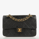 Chanel Vintage Medium Classic Double Flap Bag Black Quilted Leather &nbsp;24K Gold-Plated Hardware