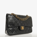 Chanel Vintage Medium Classic Double Flap Bag Black Quilted Leather &nbsp;24K Gold-Plated Hardware