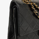 Chanel Vintage Medium Classic Double Flap Bag Black Quilted Leather &nbsp;24K Gold-Plated Hardware
