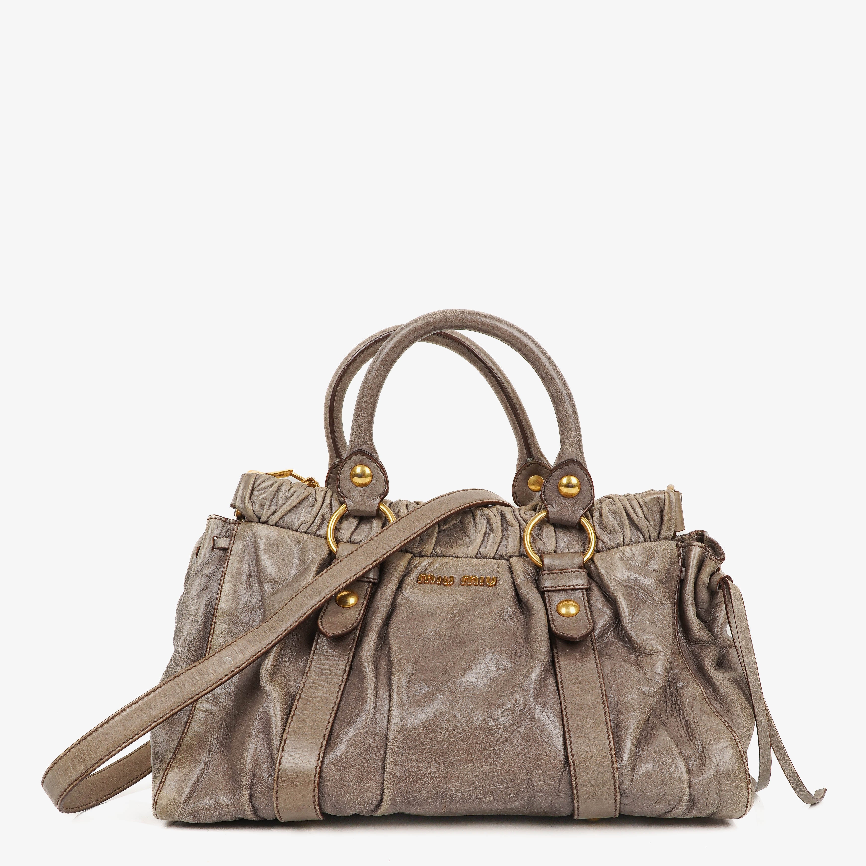 Miu Miu Vitello Grey Satchel Bag