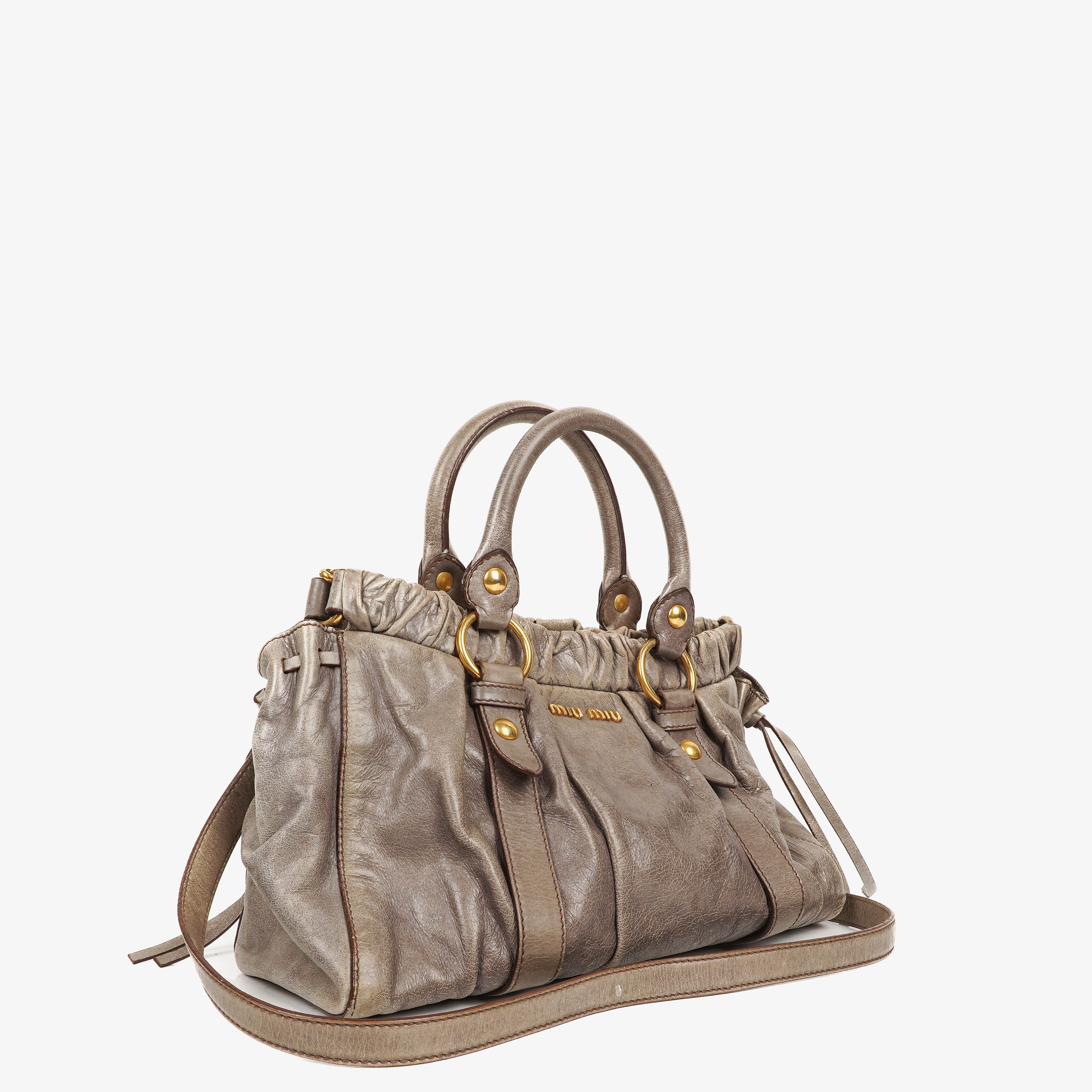 Miu Miu Vitello Grey Satchel Bag