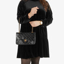Chanel Vintage Medium Classic Double Flap Bag Black Quilted Leather &nbsp;24K Gold-Plated Hardware
