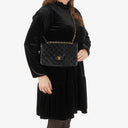 Chanel Vintage Medium Classic Double Flap Bag Black Quilted Leather &nbsp;24K Gold-Plated Hardware