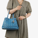 Christian Dior Blue Cannage Quilted Coated Canvas Medium Panarea Tote Bag