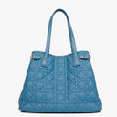 Christian Dior Blue Cannage Quilted Coated Canvas Medium Panarea Tote Bag