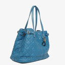 Christian Dior Blue Cannage Quilted Coated Canvas Medium Panarea Tote Bag