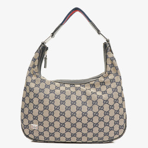 Gucci Monogram Canvas Beige/Navy Medium Pop Hobo Bag