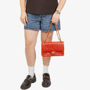 Chanel Vintage Classic Double Flap Bag in Quilted Red Lambskin with 24K Gold-Plated Hardware