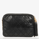 Chanel Vintage CC Black Quilted Lambskin Camera Tassel Bag