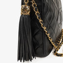 Chanel Vintage CC Black Quilted Lambskin Camera Tassel Bag