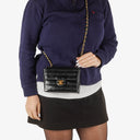Chanel Mini Flap Square Bag in Black Horizontal Quilted Patent Leather with 24K Gold-Plated Hardware