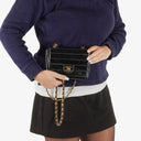 Chanel Mini Flap Square Bag in Black Horizontal Quilted Patent Leather with 24K Gold-Plated Hardware