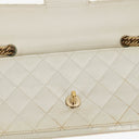 Chanel White Evening Star Quilted Glitter Patent East West Flap Bag