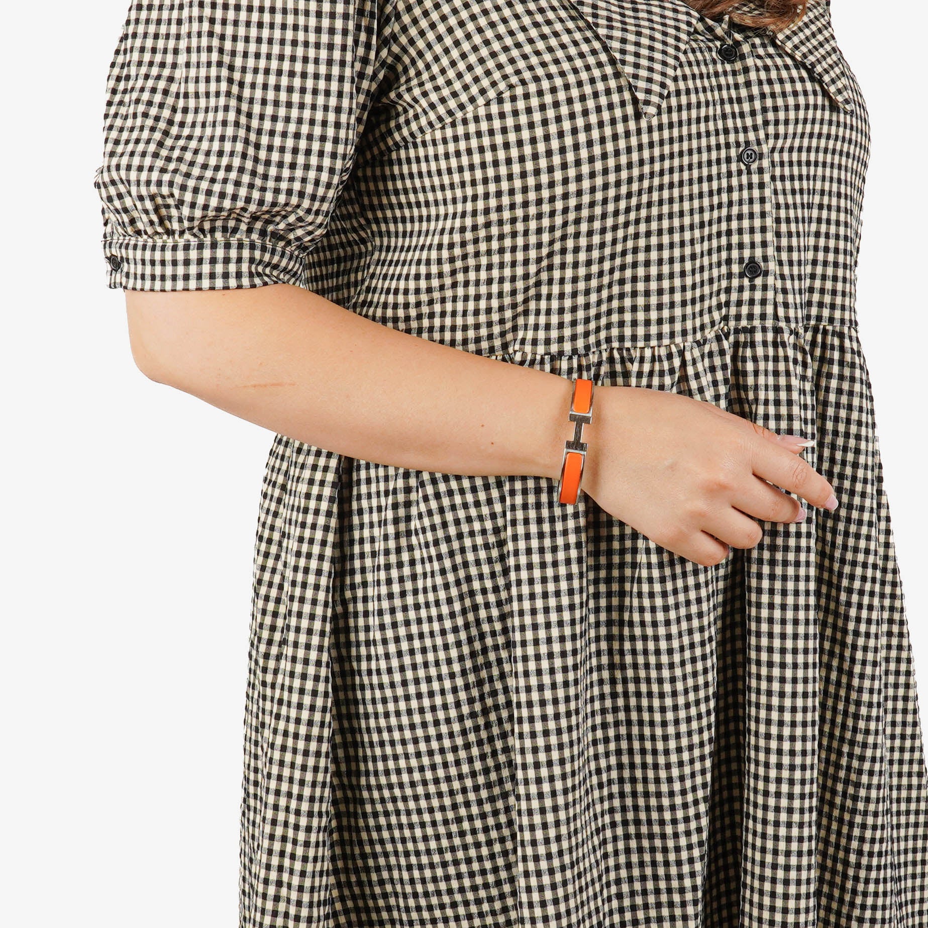 Hermes Orange Enamel Clic H Bracelet