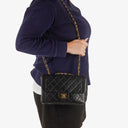 Chanel Vintage Small Single Flap Bag Black Quilted Lambskin With 24K Gold-Plated Hardware