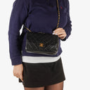 Chanel Vintage Small Single Flap Bag Black Quilted Lambskin With 24K Gold-Plated Hardware