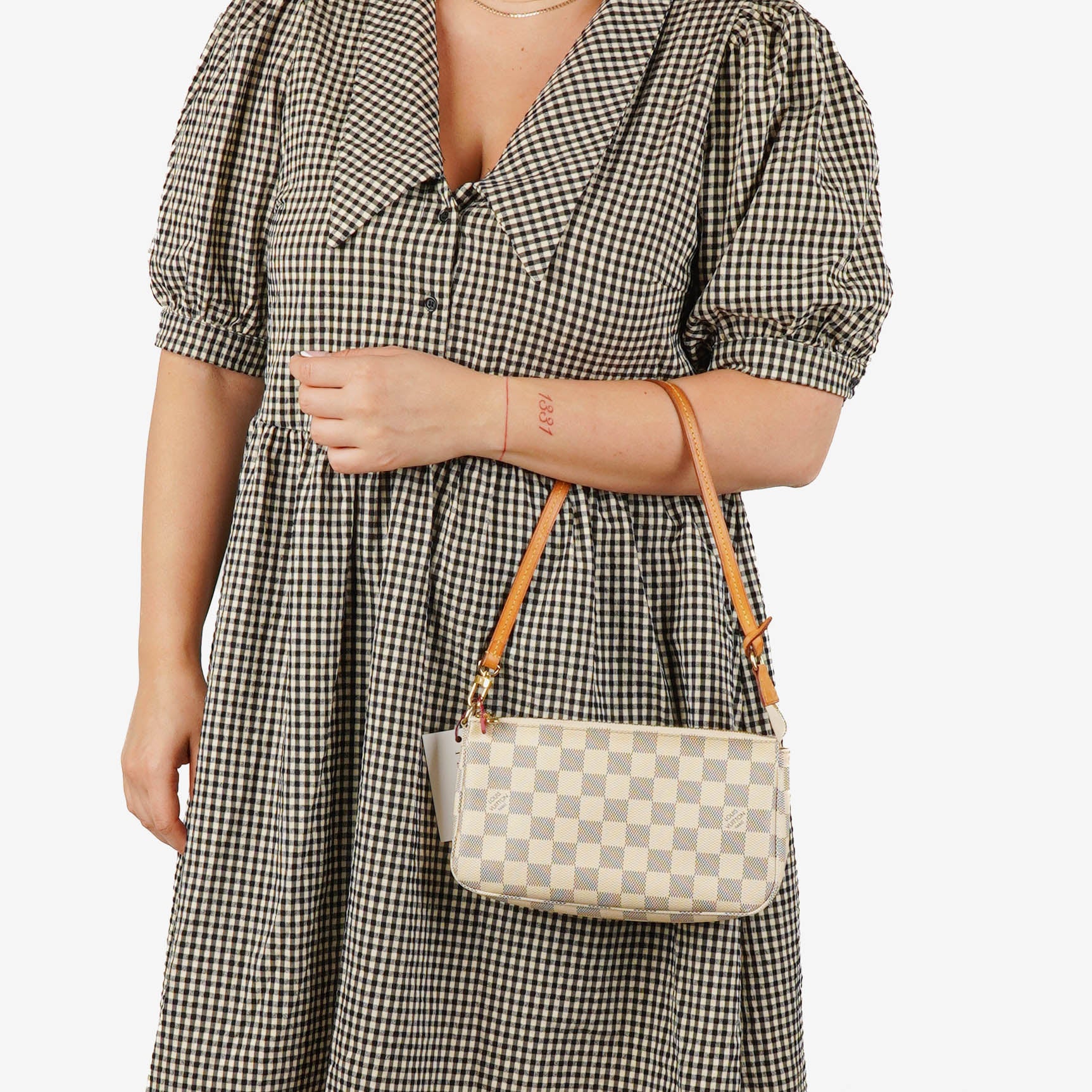 Louis Vuitton Pochette Accessoires NM Damier Azur Canvas Clutch Handbag