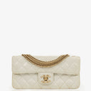 Chanel White Evening Star Quilted Glitter Patent East West Flap Bag