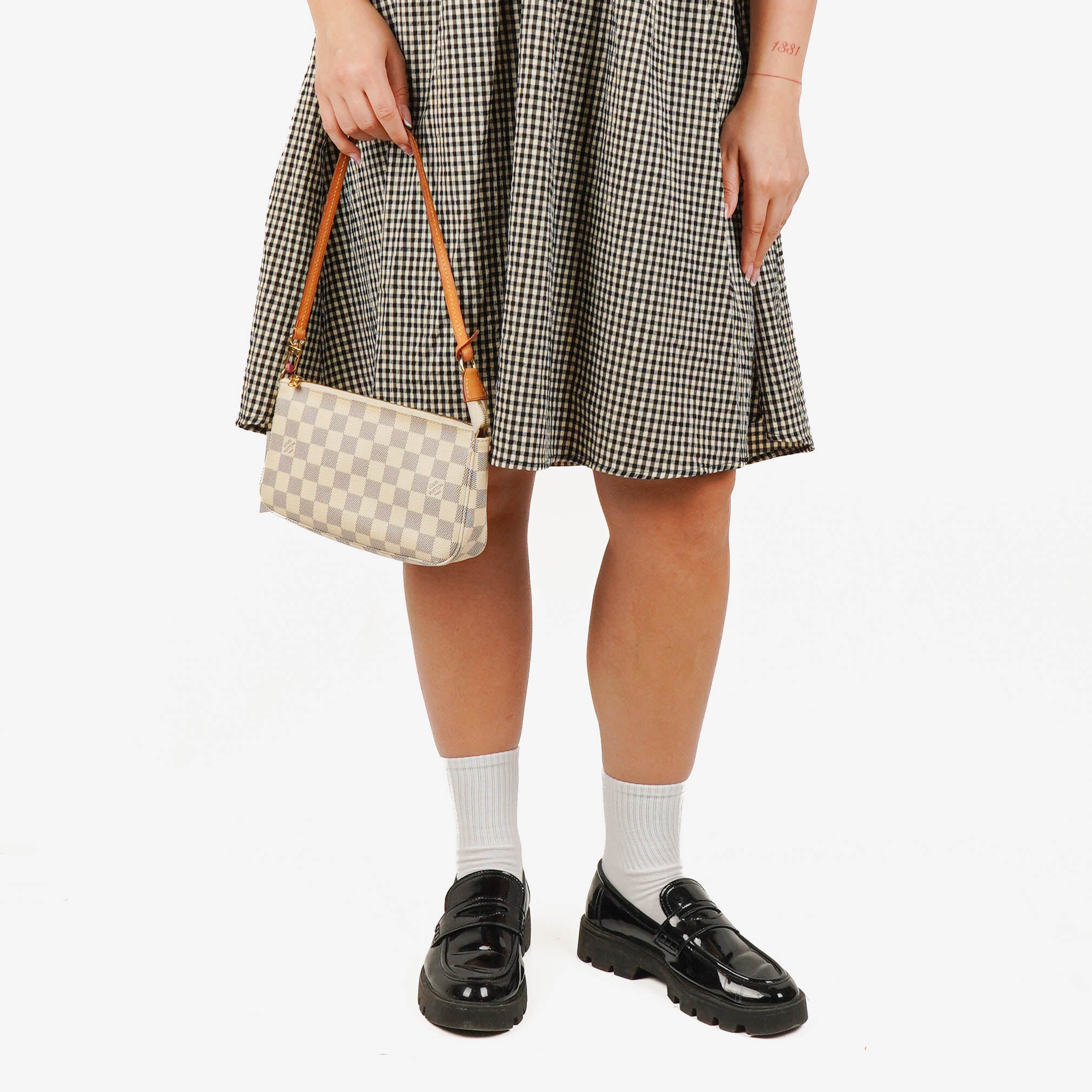 Louis Vuitton Pochette Accessoires NM Damier Azur Canvas Clutch Handbag