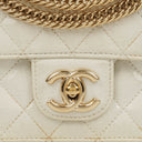 Chanel White Evening Star Quilted Glitter Patent East West Flap Bag