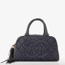 Chanel Timeless CC Medium Bowler Bag Navy Quilted Caviar Gold-Tone Hardware