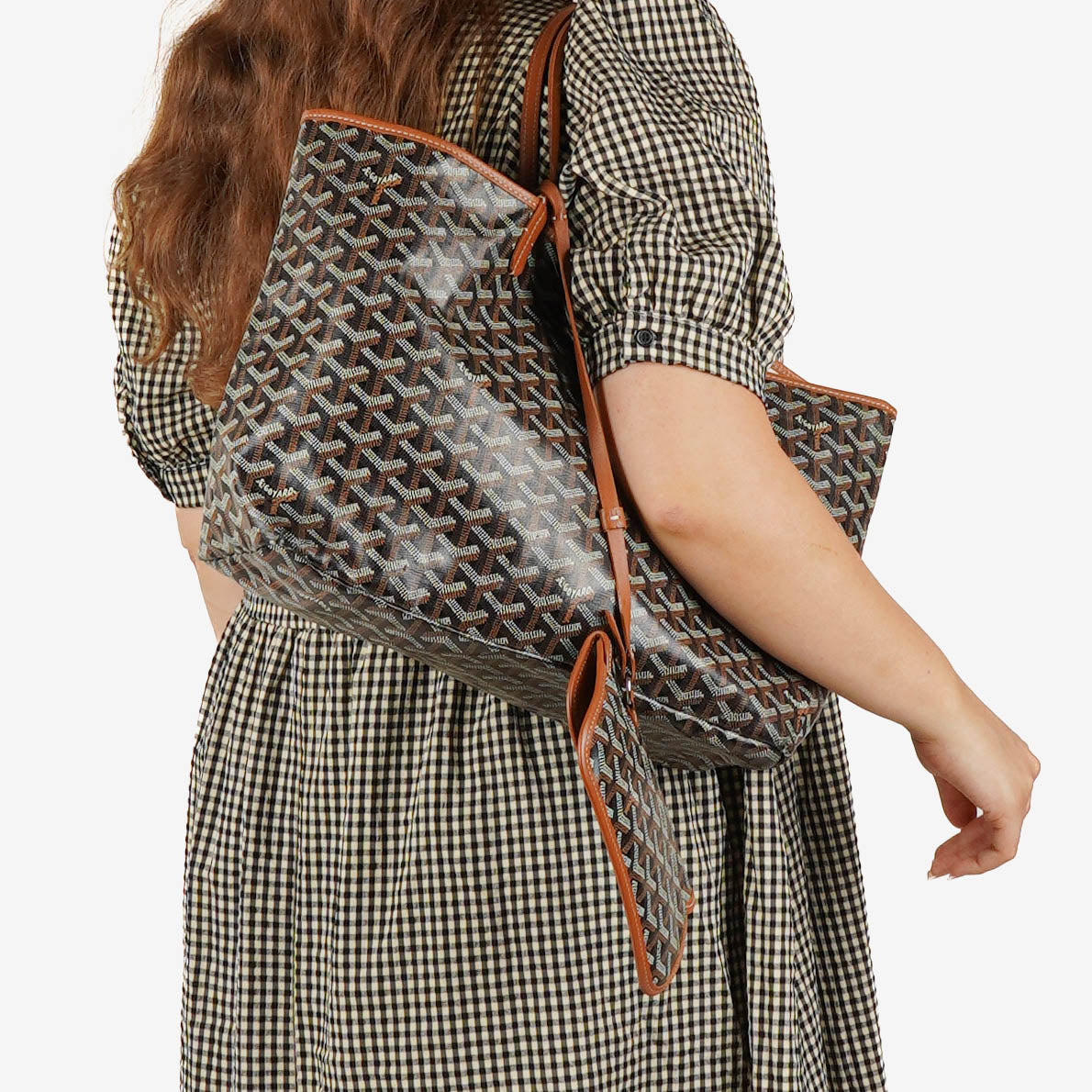 Goyard Saint Louis Black Chevron Print Coated Canvas Tote Bag