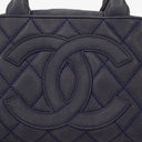 Chanel Timeless CC Medium Bowler Bag Navy Quilted Caviar Gold-Tone Hardware
