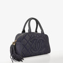 Chanel Timeless CC Medium Bowler Bag Navy Quilted Caviar Gold-Tone Hardware