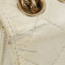 Chanel White Evening Star Quilted Glitter Patent East West Flap Bag