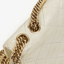 Chanel White Evening Star Quilted Glitter Patent East West Flap Bag