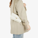 Chanel White Evening Star Quilted Glitter Patent East West Flap Bag