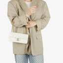 Chanel White Evening Star Quilted Glitter Patent East West Flap Bag