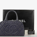 Chanel Timeless CC Medium Bowler Bag Navy Quilted Caviar Gold-Tone Hardware