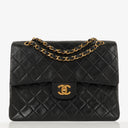 Chanel Medium Classic Vintage Double Flap Bag Black Quilted Lambskin 24K Gold-Plated Hardware