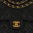 Chanel Medium Classic Vintage Double Flap Bag Black Quilted Lambskin 24K Gold-Plated Hardware