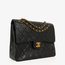 Chanel Medium Classic Vintage Double Flap Bag Black Quilted Lambskin 24K Gold-Plated Hardware