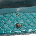 Chanel 2.55 Reissue 227 Double Flap Bag Turquoise Quilted Patent Leather And Silver Finishes