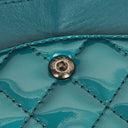 Chanel 2.55 Reissue 227 Double Flap Bag Turquoise Quilted Patent Leather And Silver Finishes