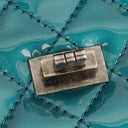Chanel 2.55 Reissue 227 Double Flap Bag Turquoise Quilted Patent Leather And Silver Finishes