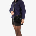 Chanel Black Chevron Quilted Patent Leather Vanity Case Box Bag
