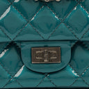 Chanel 2.55 Reissue 227 Double Flap Bag Turquoise Quilted Patent Leather And Silver Finishes